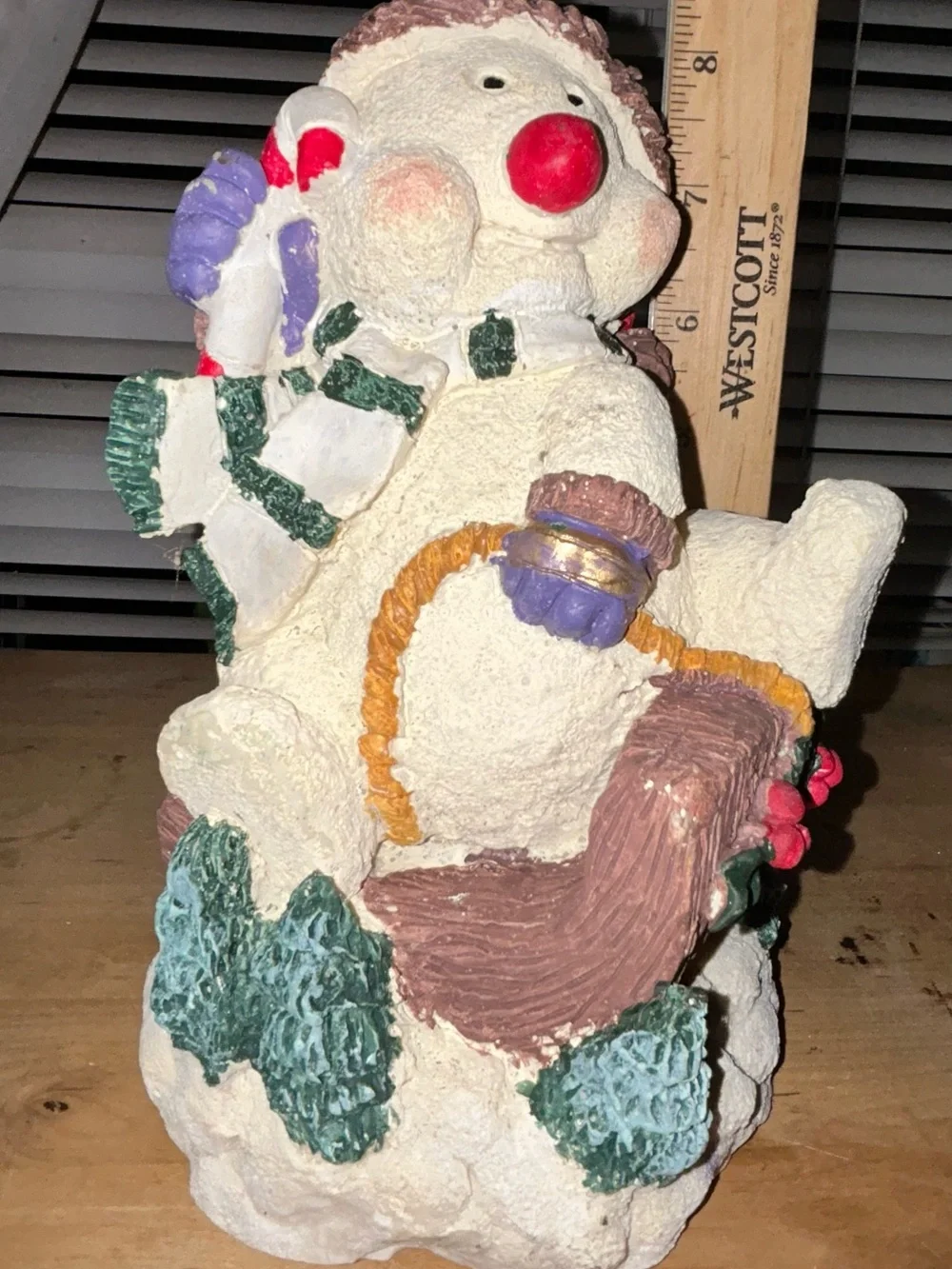 Vintage 1994 Windsor Collection Snowman Collectible Snowman on sled 9in Tall